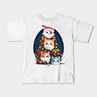 Cat Christmas Tree Kids T-Shirt